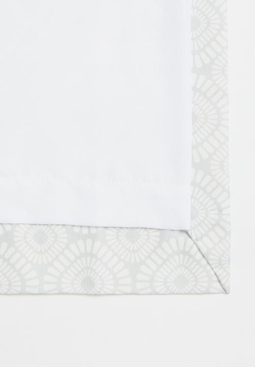Sixth Floor - Geometric abstract printed eyelet curtain pack of 2 - grey