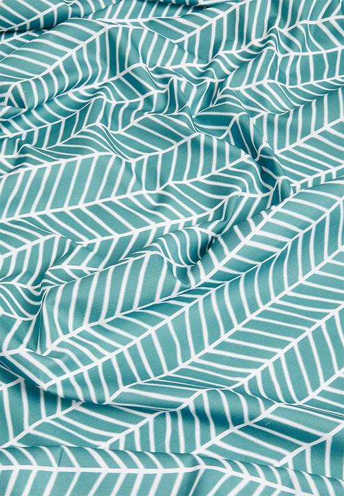 Sixth Floor - Herringbone printed eyelet curtain pack of 2 - duck egg blue