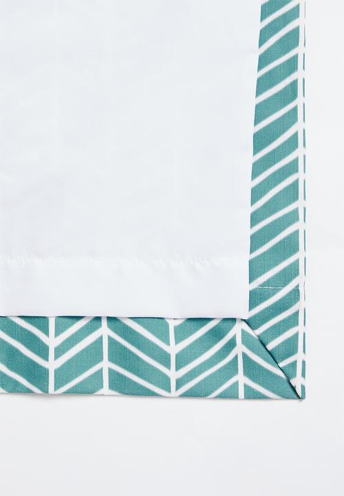 Sixth Floor - Herringbone printed eyelet curtain pack of 2 - duck egg blue
