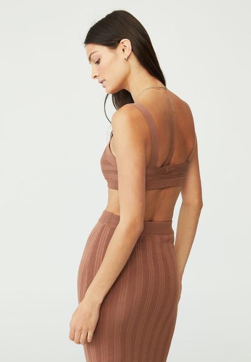 Cotton On - Foxy variegated rib bralet - cocoa bean