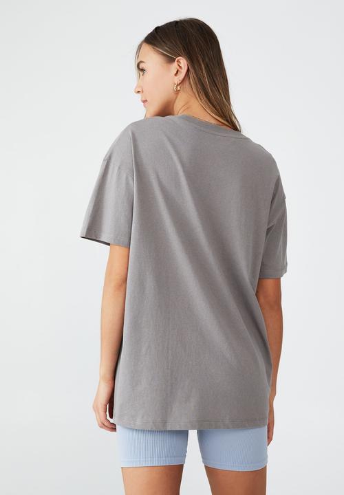 Cotton On - Boyfriend fit graphic tee - good vibes & thunder grey