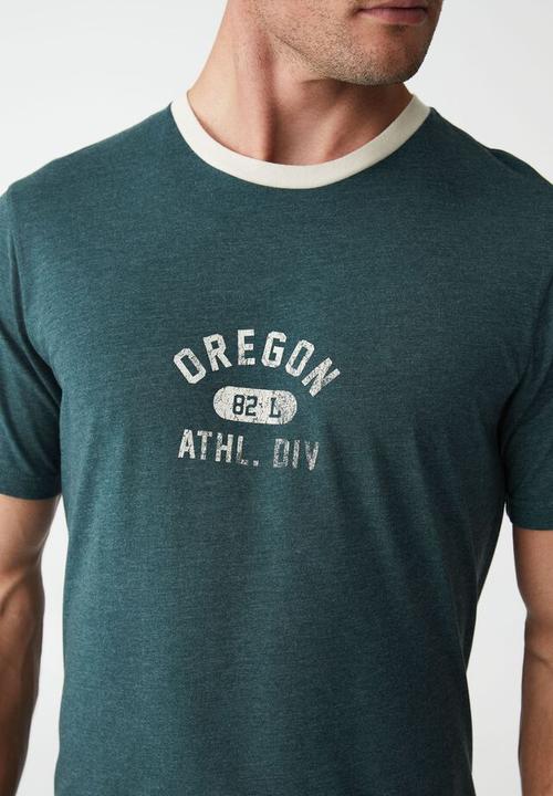 Cotton On - Tbar sport T-shirt - deep sea teal/oregon athl. div
