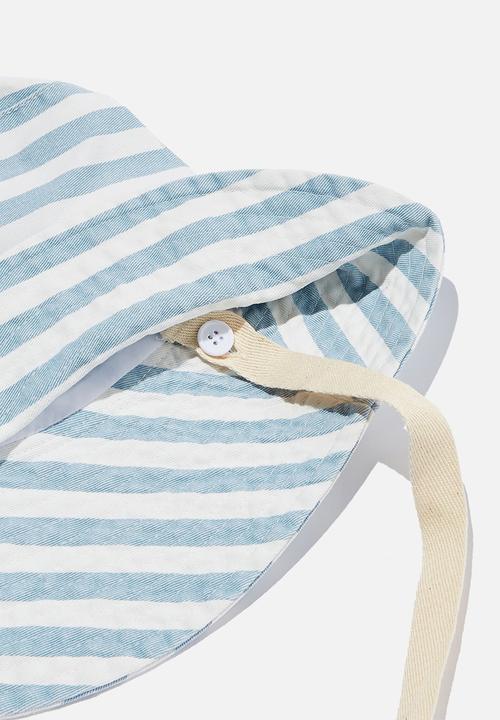 Rubi - Sasha wide brim sun hat - teal sky stripe
