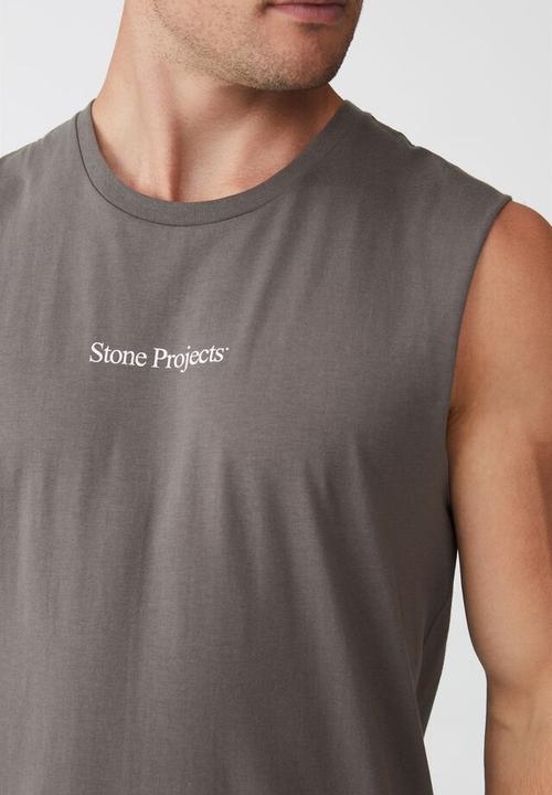 Cotton On - Tbar muscle - slate stone