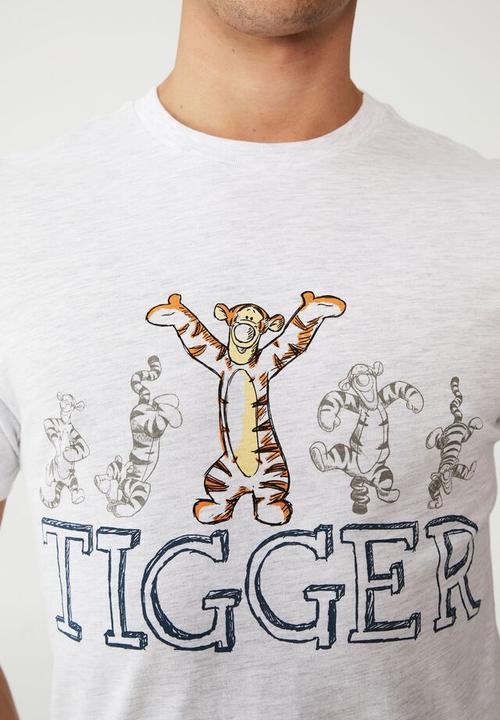 Cotton On - Tbar collab character T-shirt - lcn dis white marle/tigger- bouncing
