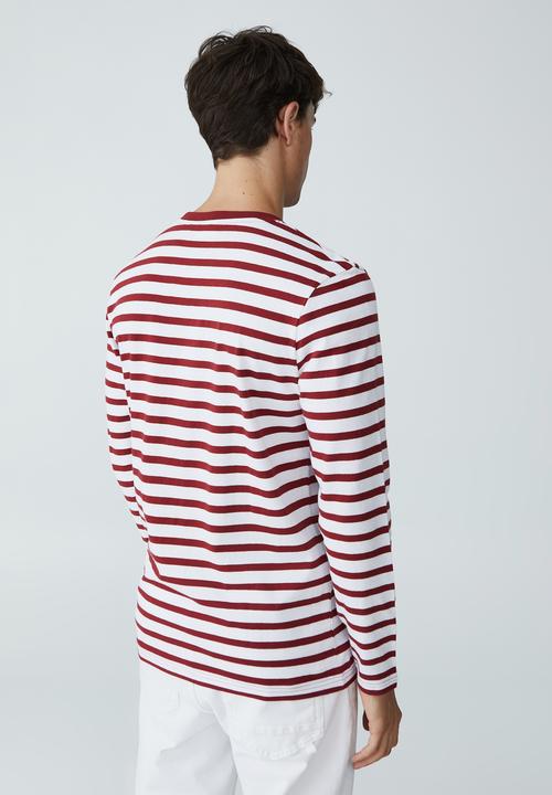 Cotton On - Organic stripe long sleeve T-shirt - chilli pepper mid stripe
