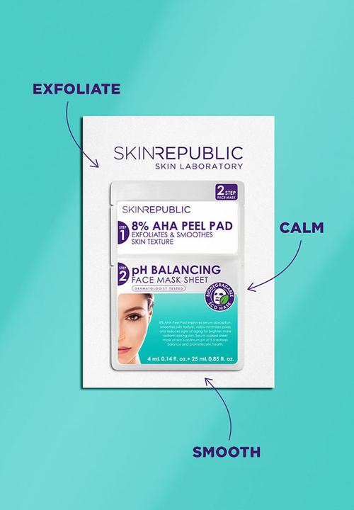 Skin Republic - 2 Step 8% AHA Peel Pad + pH Balancing Face Mask