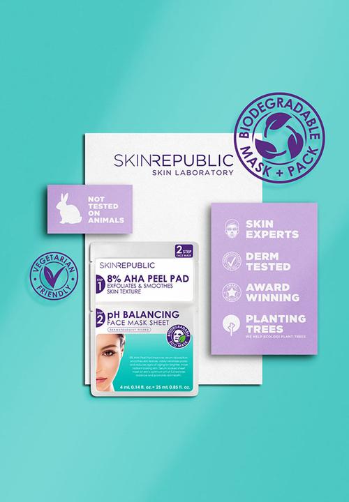 Skin Republic - 2 Step 8% AHA Peel Pad + pH Balancing Face Mask