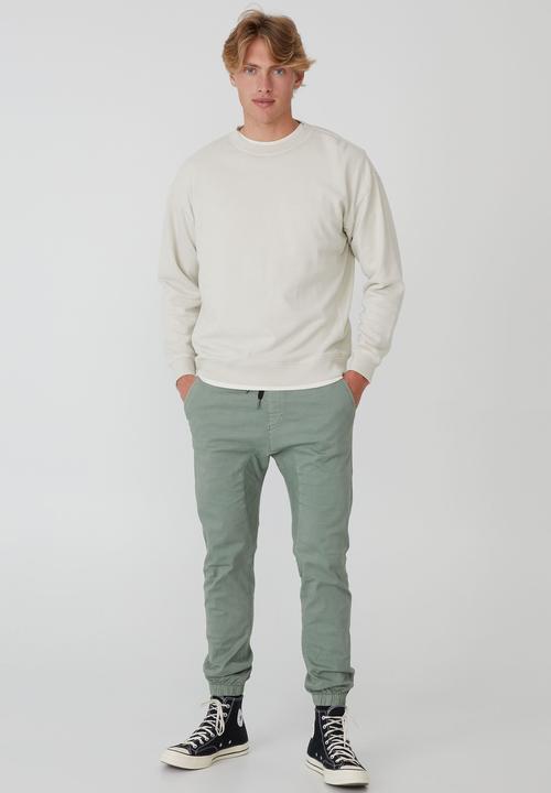 Cotton On - Drake cuffed pant - steel green