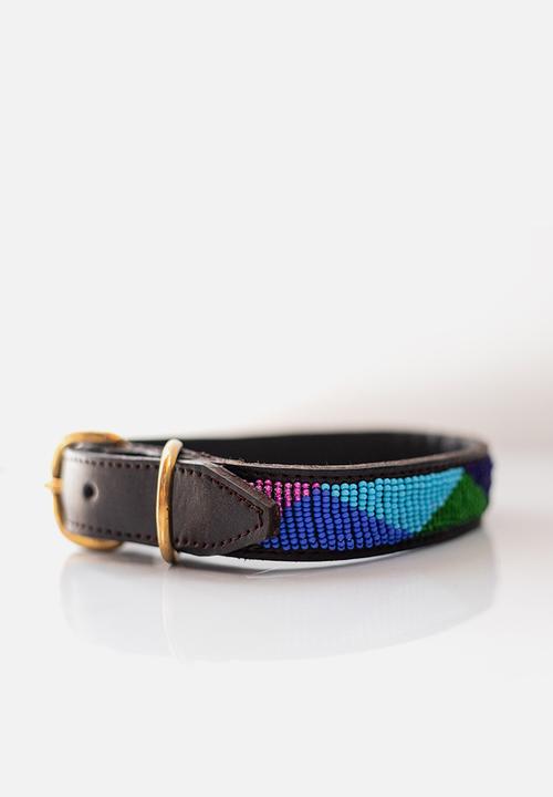 Sila + Bo - Pattern beaded collar - blue & purple