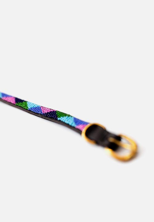 Sila + Bo - Pattern beaded collar - blue & purple