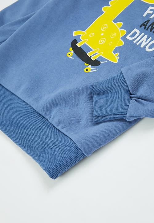 Pop Candy - Dino sweatshirt & jogger set - blue & black