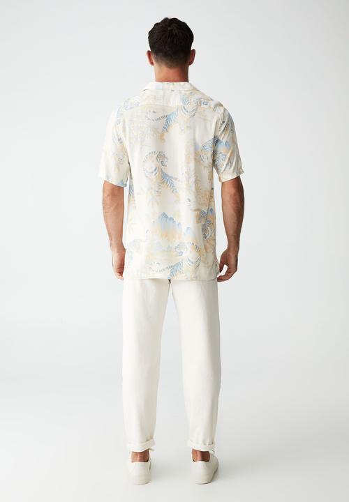 Cotton On - Riviera short sleeve shirt - ecru souvenir tiger
