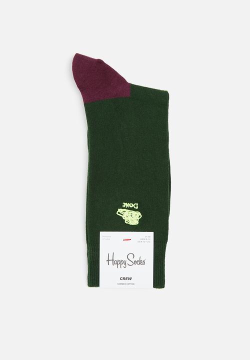 Happy Socks - Embroidery done sock - green 