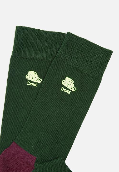 Happy Socks - Embroidery done sock - green 