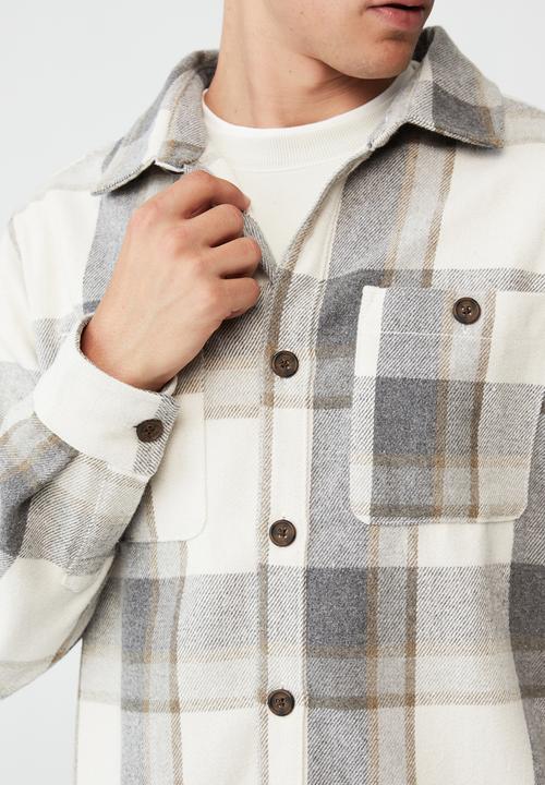 Cotton On - Heavy overshirt - off white check