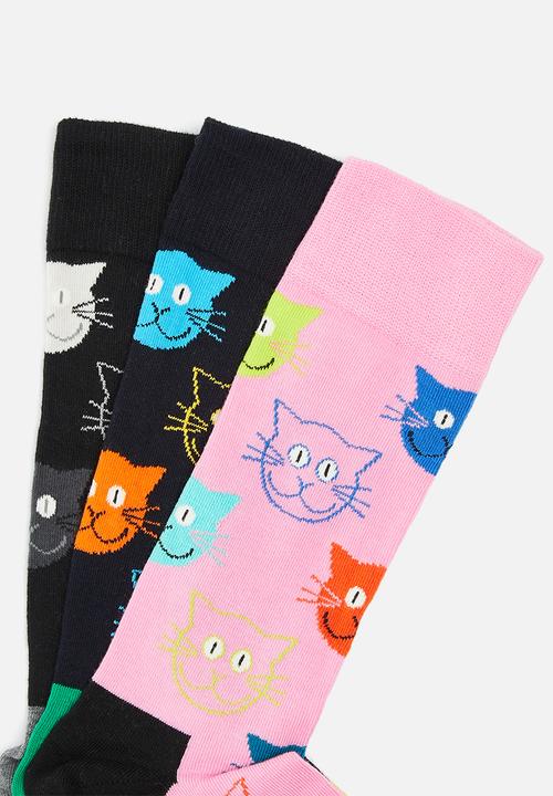 Happy Socks - Mixed cat socks gift box 3-pack - multi 