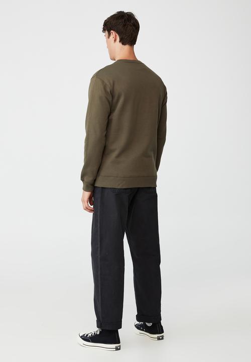 Cotton On - Graphic crew fleece - military