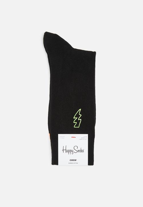 Happy Socks - Embroidery lightning sock - black & orange 