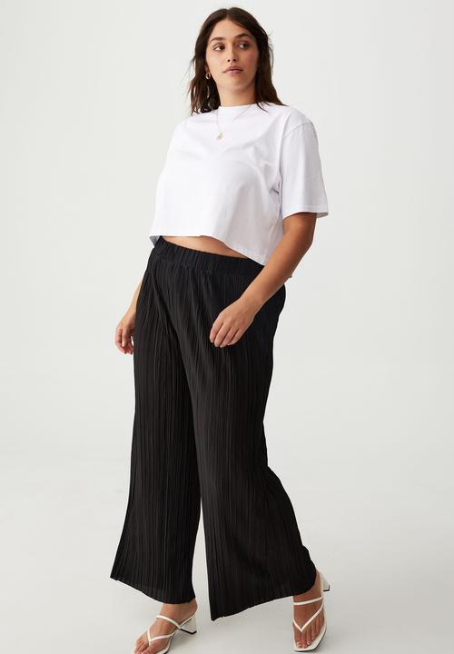 Cotton On - Curve plisse pant - black
