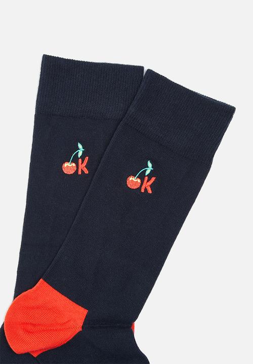 Happy Socks - Embroidery its ok sock - navy 