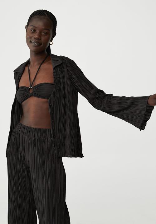 Cotton On - Pleated long sleeve shirt - black