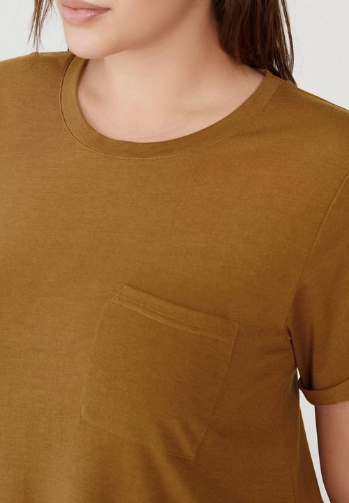 Cotton On - Curve relaxed tee dress - bronzed camel