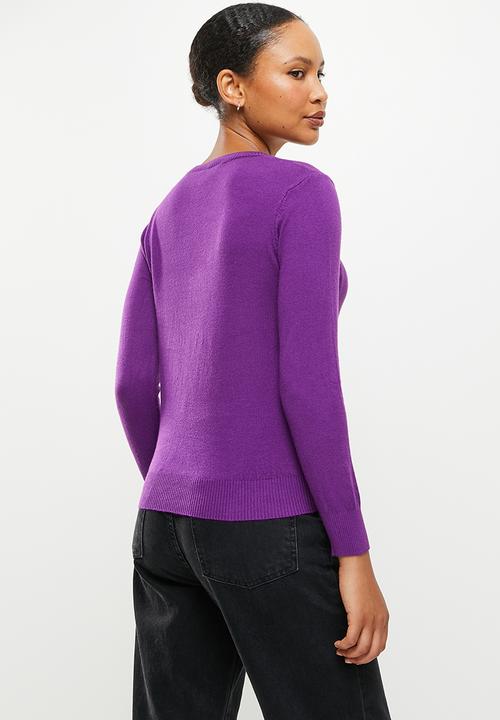 dailyfriday - Slim fit crew neck knit - purple