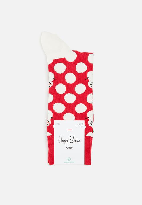 Happy Socks - Big dot snowman sock - red & cream 