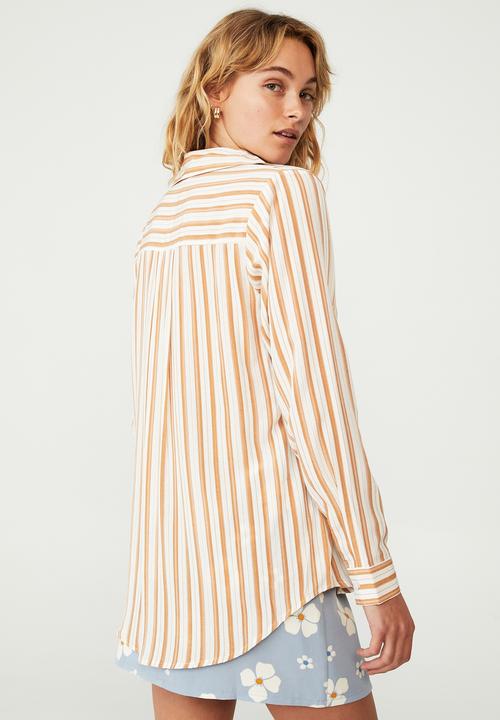 Cotton On - Petite long sleeve mod shirt - desert gold