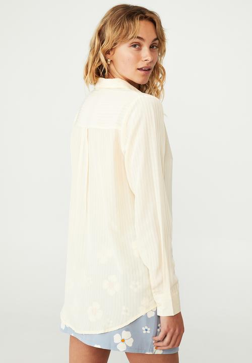 Cotton On - Petite long sleeve mod shirt - butter