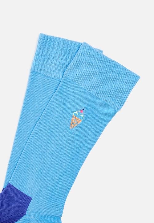 Happy Socks - Embroidery ice cream sock - turquoise 