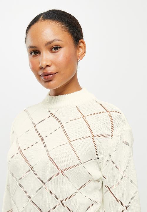 dailyfriday - Cross detailed round neck - white