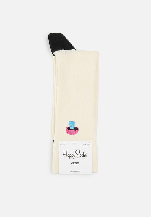 Happy Socks - Ribbed embroidery mushroom socks - crea