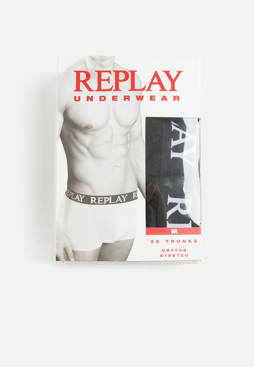 Replay - Replay boxer style 01/c basic cuff logo 3pcs box - black