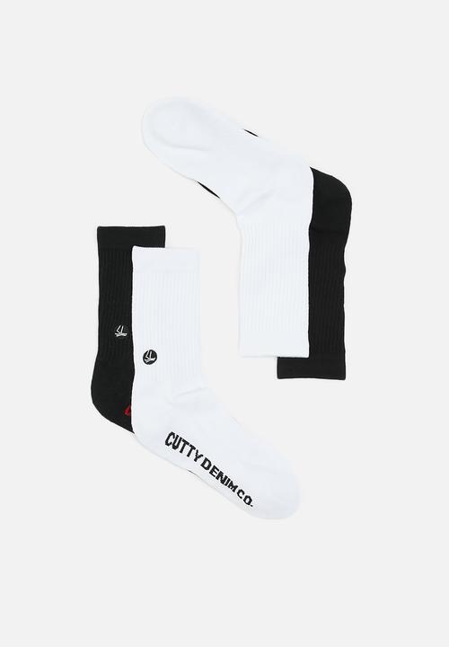 Cutty - 2 Pack Ryker mid tube socks - white & black 