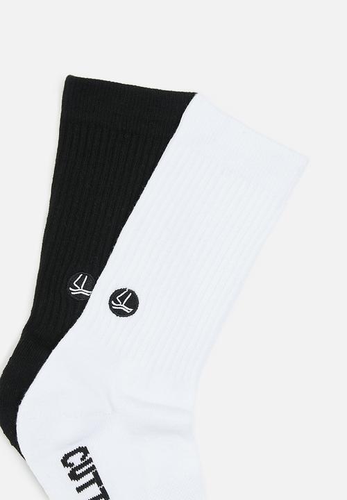 Cutty - 2 Pack Ryker mid tube socks - white & black 