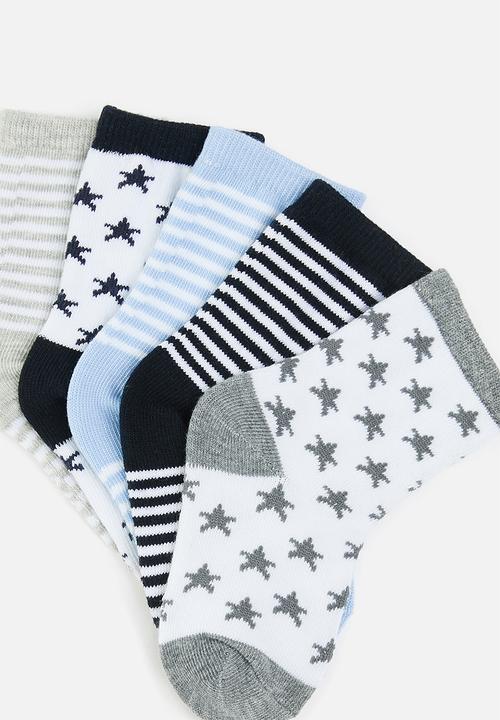 Pop Candy - 5 Pack star stripe socks - multi 