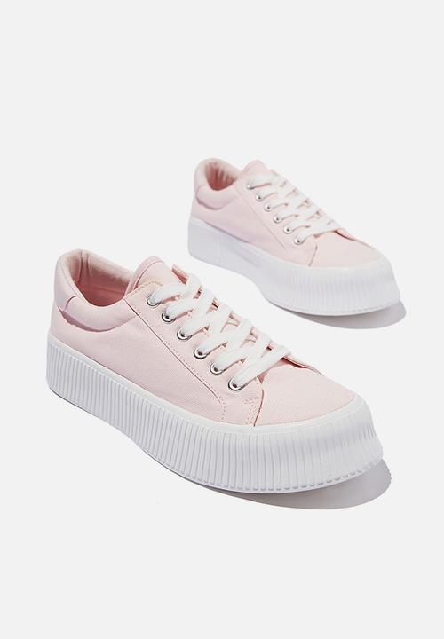 Cotton On - Whitney rib platform sneaker - pale pink