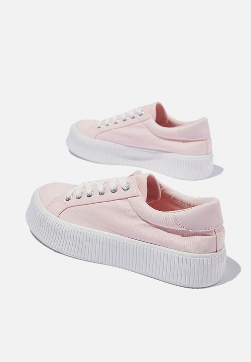 Cotton On - Whitney rib platform sneaker - pale pink