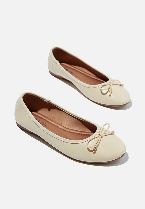 Cotton On - Emma bow ballerina - bone