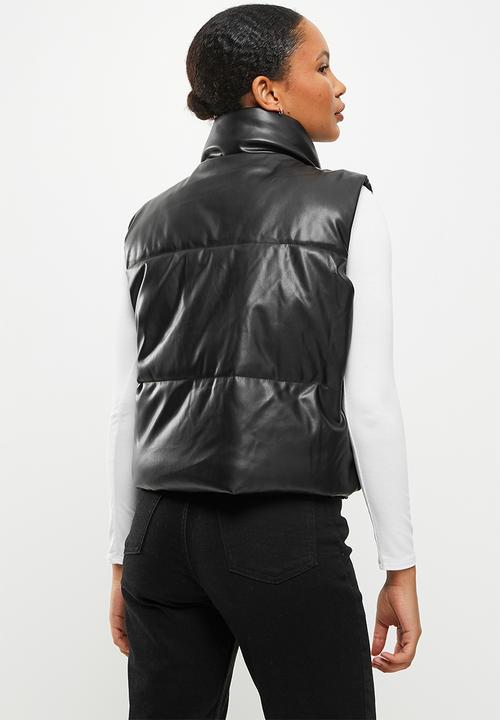 dailyfriday - Pu gilet puffer - black
