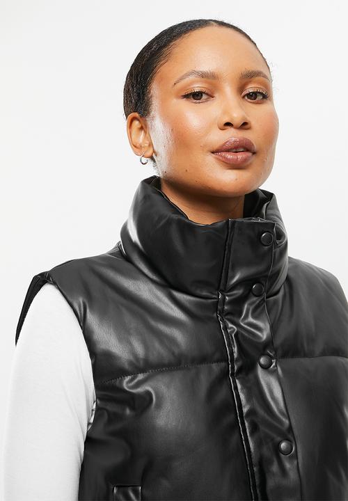 dailyfriday - Pu gilet puffer - black