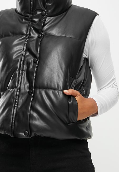 dailyfriday - Pu gilet puffer - black