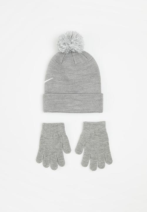 Nike - Nan swoosh pom beanie glv set - grey