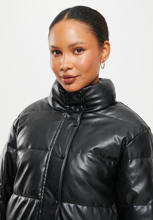 dailyfriday - Pu puffer jacket - black