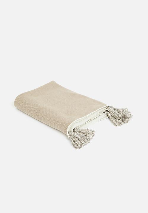 Sixth Floor - Cotton knitted throw - neutral