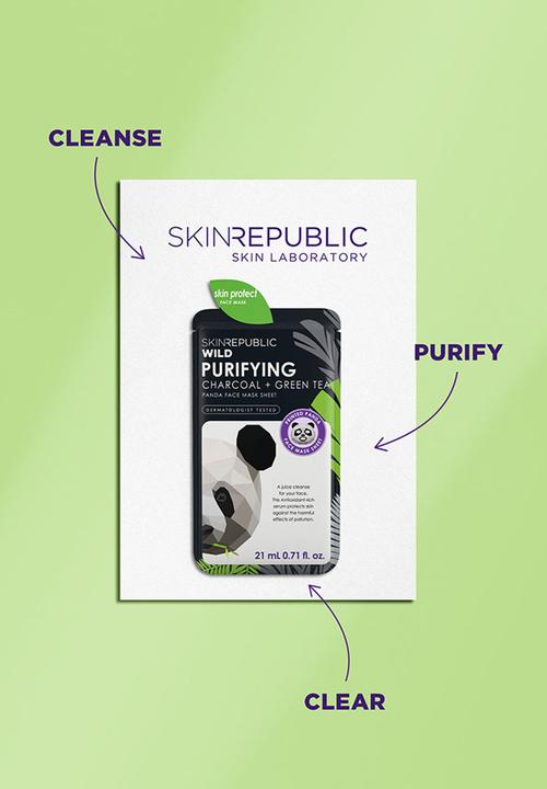 Skin Republic - Purifying Charcoal + Green Tea Panda Face Mask Sheet