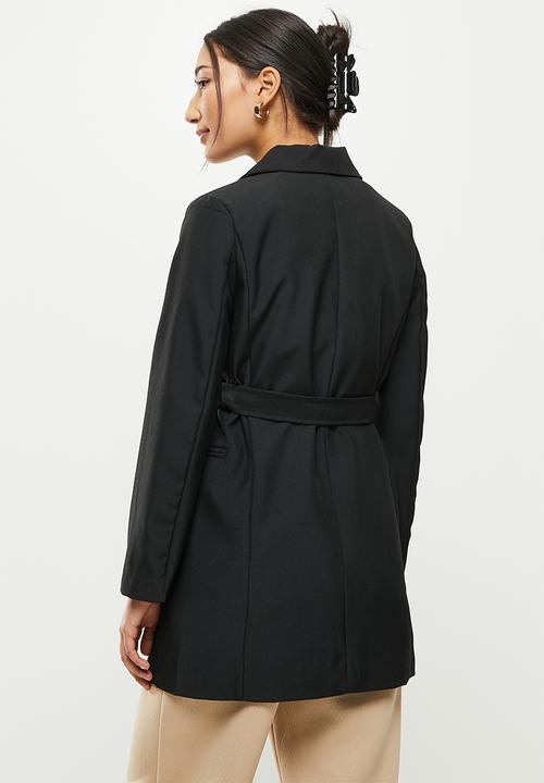 dailyfriday - Belted longline blazer - black