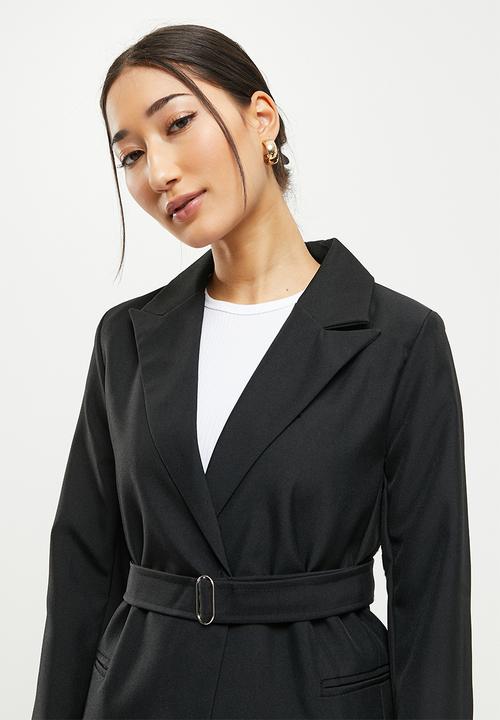 dailyfriday - Belted longline blazer - black